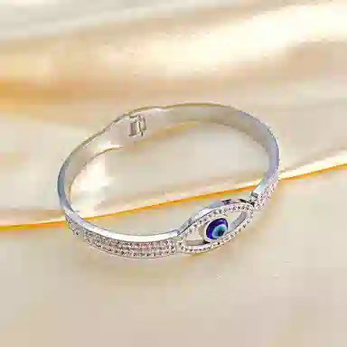 肯默复古恶魔之眼手镯 精美手饰 钛钢镶嵌锆石 女款 金色/银色 礼盒包装