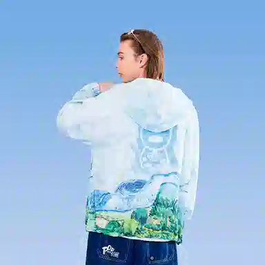 LAMLICKA Hooded Sunscreen Jacket Blue
