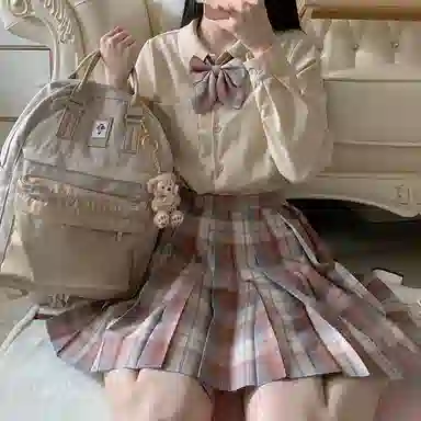 东鲸岁时记 格子制服百褶半身裙 女款