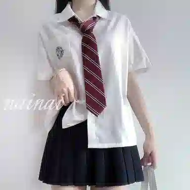 东鲸岁时记 卡通动物图案翻领纯色内搭短袖衬衫 女款 白色