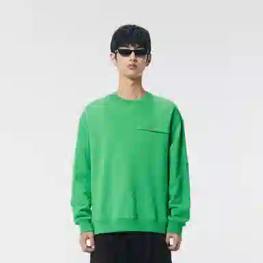 速写 几何图案亮片拼接宽松圆领套头长袖卫衣 男女同款