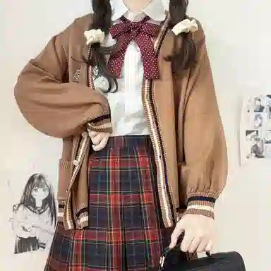 东鲸岁时记  格纹短款百褶半身裙 红皇后格裙