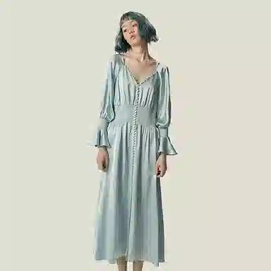 桑罗 蚕丝 宫廷风轻复古真丝 可外穿露营度假 秋 女款 一件装 家居连衣裙