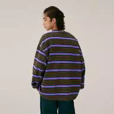 BEASTER Striped Crewneck Long Sleeve Tee