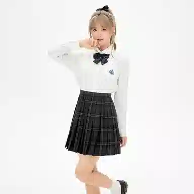 东鲸岁时记 江源女高尖领碳素笔格裙长袖衬衫格裙制服套装 女款