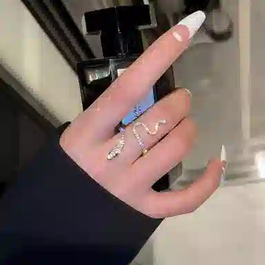 指尖瑰宝 设计感冷淡风 蛇形轻奢微镶满钻 生肖蛇满钻 戒指 女款