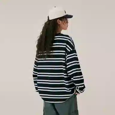 BEASTER Striped Crewneck Long Sleeve Tee