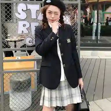 东鲸岁时记 格纹百褶高腰半身裙 女款