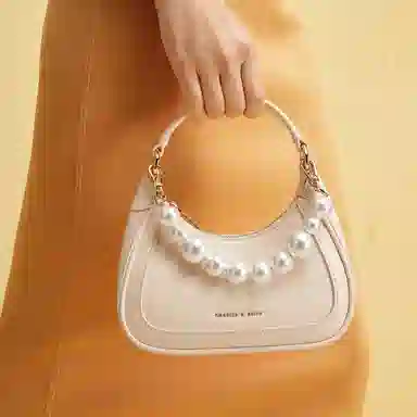 Charles & Keith Hart Bag Beige/Pink