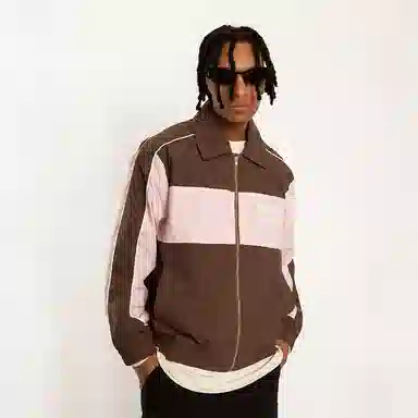 EMPTY REFERENCE Retro Patchwork Jacket Pink Brown