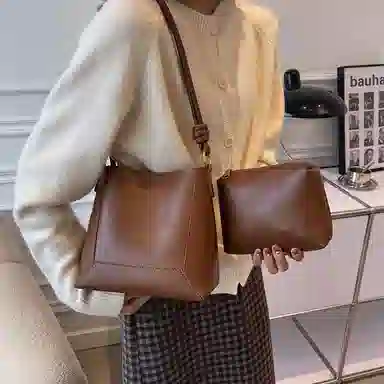 Jane Klain Brown Bucket Bag