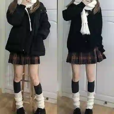 东鲸岁时记  格纹短款百褶半身裙 红皇后格裙