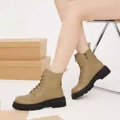 Dickies Platform Martin Boots Beige