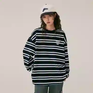 BEASTER Striped Crewneck Long Sleeve Tee