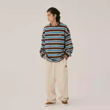 BEASTER Striped Crewneck Long Sleeve Tee