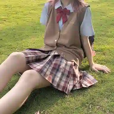 东鲸岁时记 高腰格子百褶半身裙 女款