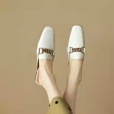 奈绮儿 头层牛皮 方头平跟舒适 时尚凉拖 女款