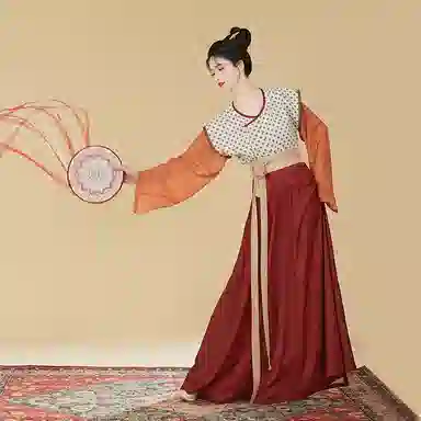 织造司 一骑红尘唐制褙子唐圆领齐腰八破长裙汉服 女款