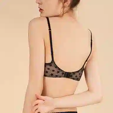 弗利少女 自由系列 法式纯欲星星蕾丝内衣女防下垂性感文胸 黑色