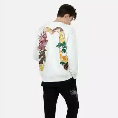 EVISU Eagle Print Crewneck Sweatshirt White