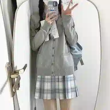 东鲸岁时记 格纹百褶高腰半身裙 女款