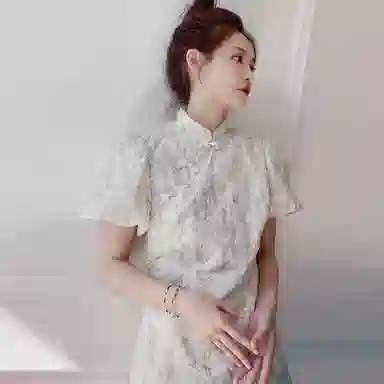 美洋 梨花落改良旗袍连衣裙女夏季年轻斜襟新中式复古国风气质短裙