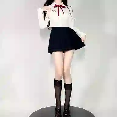 九条喵 长徽章领绳超短款修袖衬衫