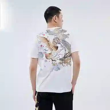 Oniarai Blue Dragon Embroidery T-Shirt