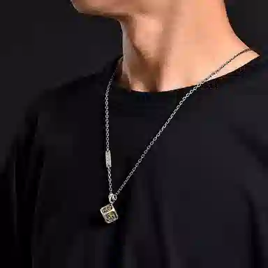 IDEAGEMER 925 Silver Dice Necklace