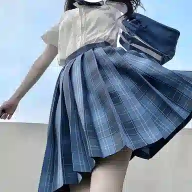 东鲸岁时记  格纹学院风短款百褶半身制服裙装 水梨町