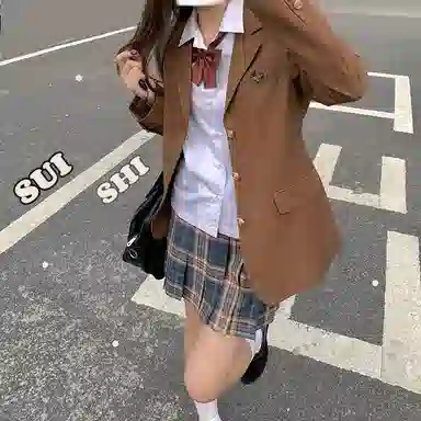 东鲸岁时记 纯色单排扣翻领休闲 布朗茶茶西装 女款