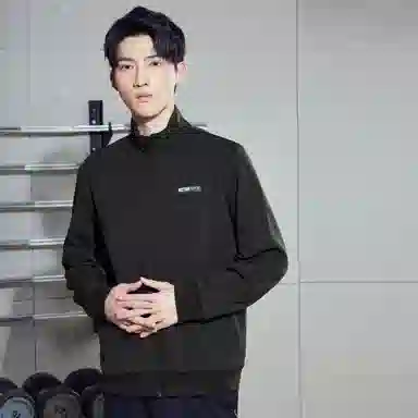 鸿星尔克 纯色徽标贴饰拉链立领夹克外套 男款 衫雨绿