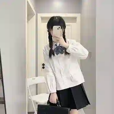 东鲸岁时记 纯色翻领单排扣长袖 紫川附中衬衫 女款