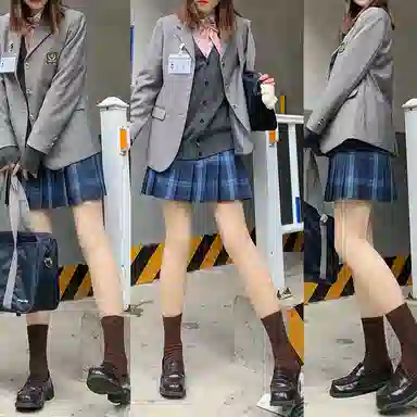 东鲸岁时记 格子高腰百褶短款制服裙装 津岚女高