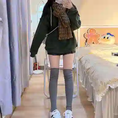 东鲸岁时记 纯色拉链宽松字母刺绣加绒开衫连帽卫衣 女款