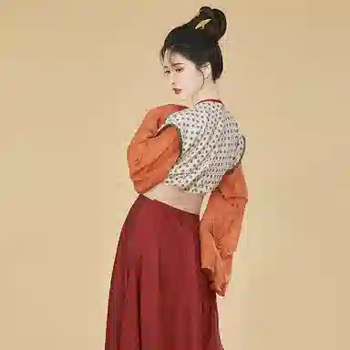 织造司 一骑红尘唐制褙子唐圆领齐腰八破长裙汉服 女款