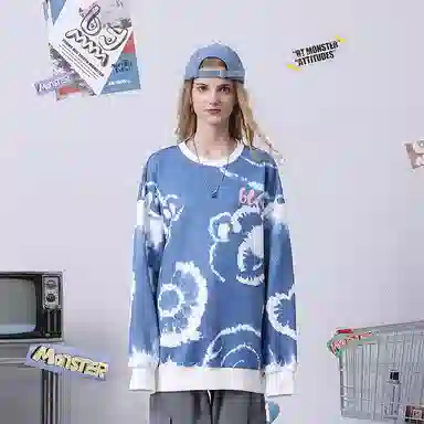 bt Graffiti Letter Print Cardigan Sweatshirt