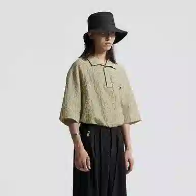 Huanzhe Plaid Short Sleeve Shirt Yellow