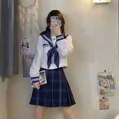 东鲸岁时记 格子高腰百褶短款制服裙装 津岚女高