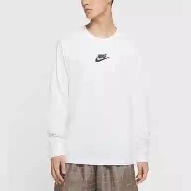 Nike Letter Print Crewneck Long Sleeve Tee White