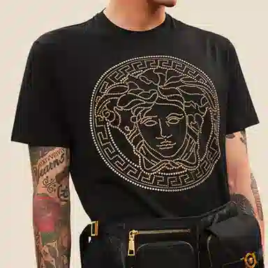 Versace Medusa Studded T-Shirt Black