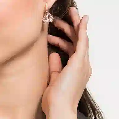 Swarovski Bee A Queen Drop Earrings Red Rose Gold