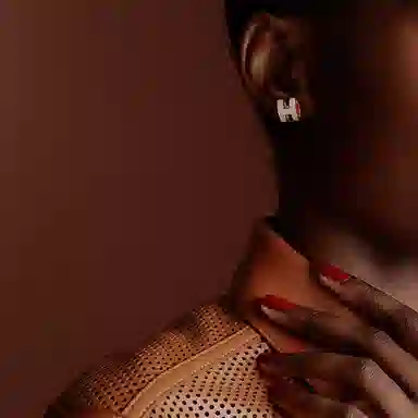 Hermes Mini Pop H Earrings Candy Pink Silver