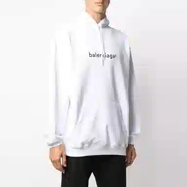 Balenciaga Logo Oversize Hoodie White