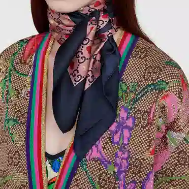 Gucci Silk Scarf Pink GG