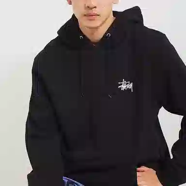 Stussy Logo Pullover Hoodie Black