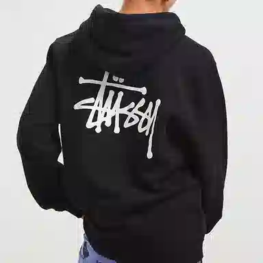 Stussy Logo Pullover Hoodie Black