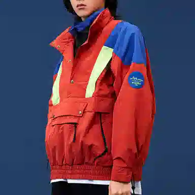 中国李宁 纽约时装周系列 立领宽松套头运动夹克外套 男款 焦糖色 送男生