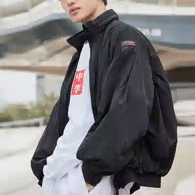 中国李宁 巴黎时装周走秀系列 宽松休闲可收纳帽夹克外套 情侣款 标准黑