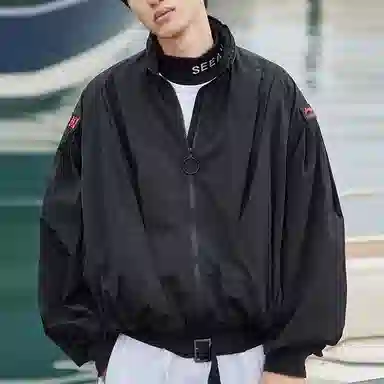 中国李宁 巴黎时装周走秀系列 宽松休闲可收纳帽夹克外套 情侣款 标准黑